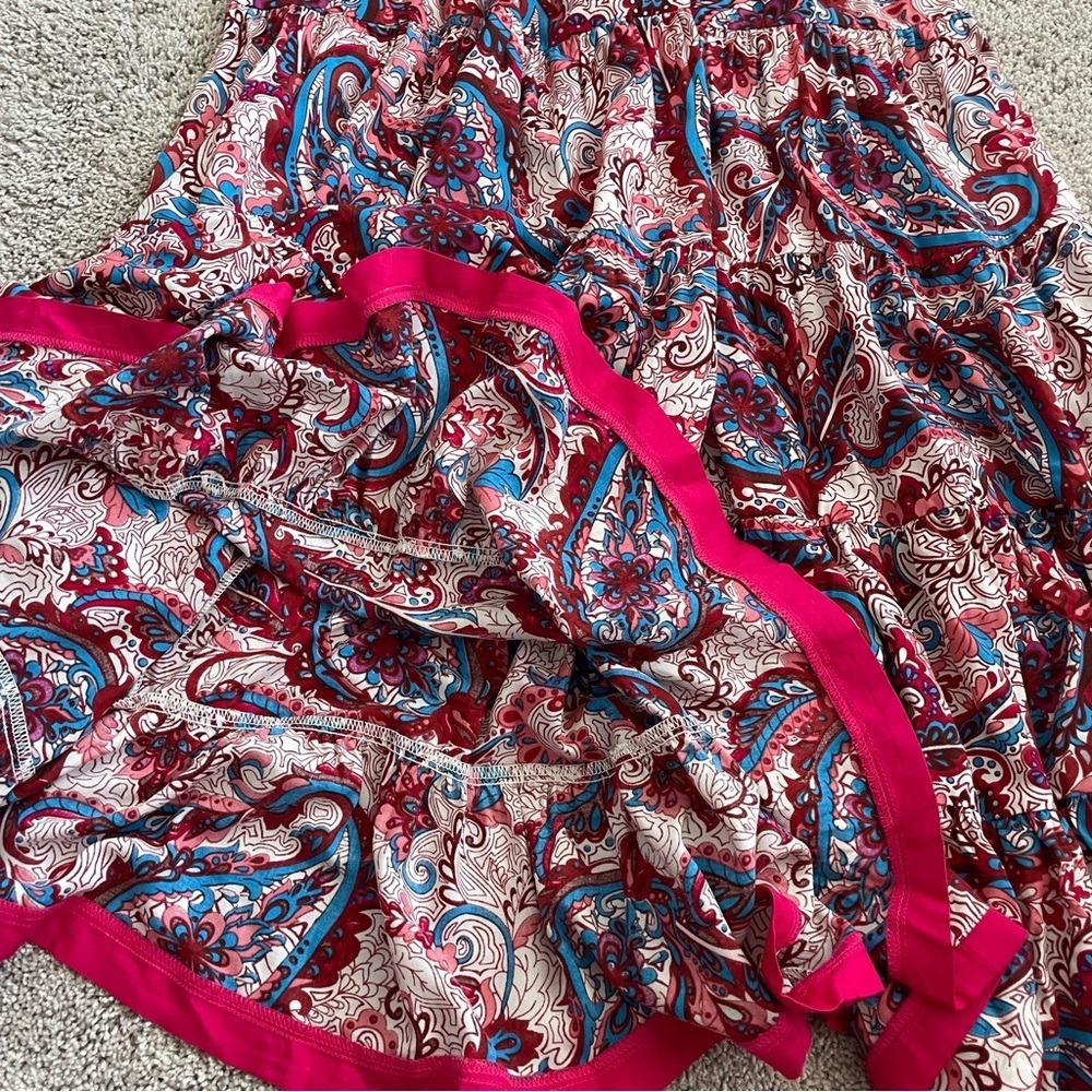 Soft Surroundings Red Blue Paisley Tiered Viscose Maxi Dress Small - Picture 7 of 14